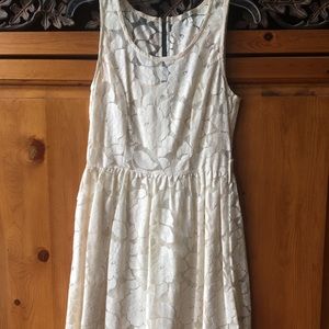 Cream lace dress with black zip up